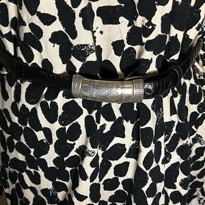 Brighton Black Crocodile Patterned Belt with Etched Silver Buckle